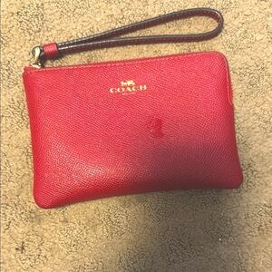 Coach Cherry Red Leather Wristlet